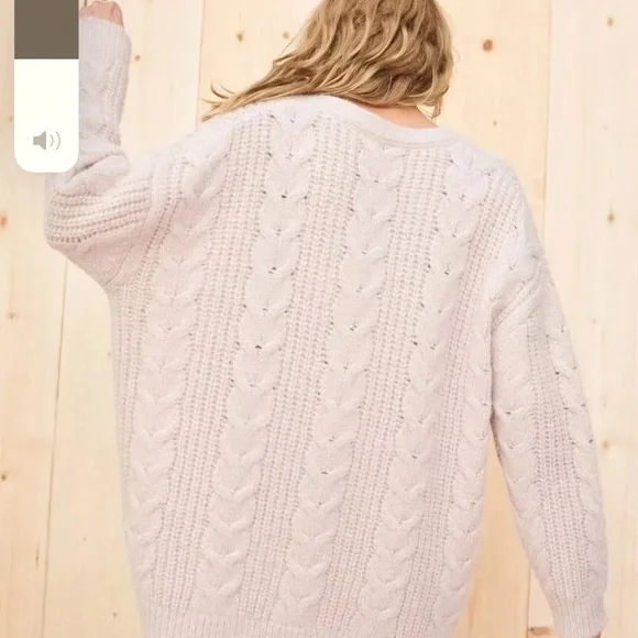 Jenni Kayne Cream Cable Knit Sweater XL